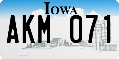 IA license plate AKM071