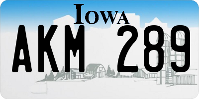 IA license plate AKM289
