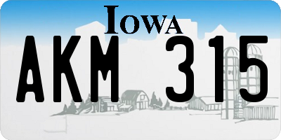 IA license plate AKM315