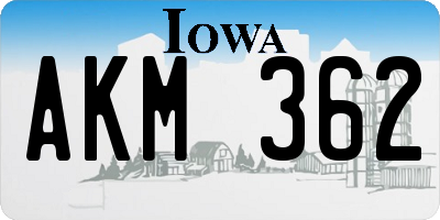 IA license plate AKM362