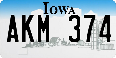 IA license plate AKM374