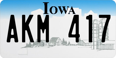 IA license plate AKM417