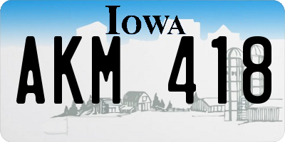 IA license plate AKM418