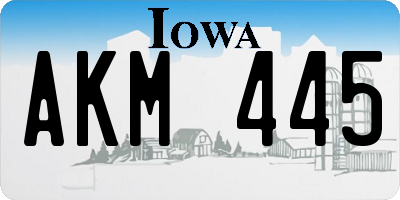 IA license plate AKM445