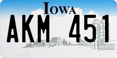IA license plate AKM451