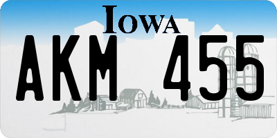 IA license plate AKM455