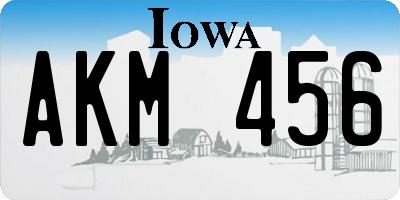 IA license plate AKM456