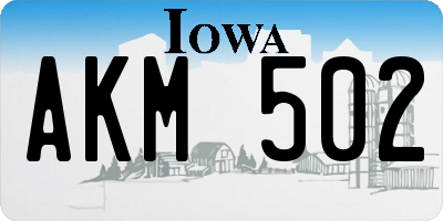IA license plate AKM502