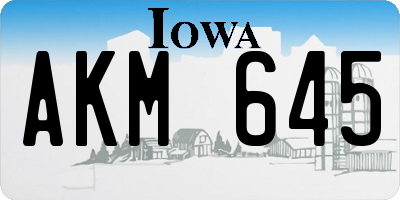 IA license plate AKM645