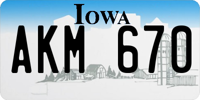 IA license plate AKM670