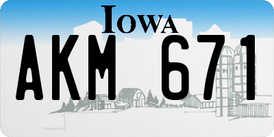 IA license plate AKM671