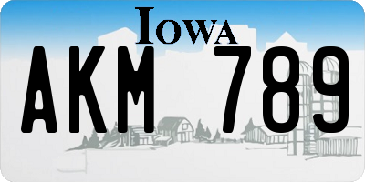 IA license plate AKM789