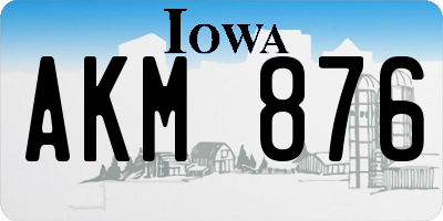 IA license plate AKM876