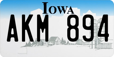IA license plate AKM894