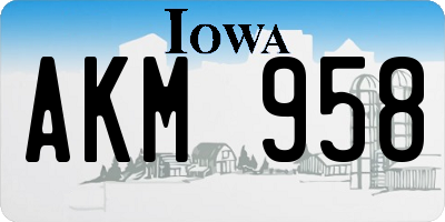 IA license plate AKM958