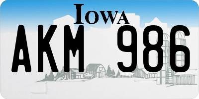 IA license plate AKM986