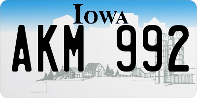 IA license plate AKM992
