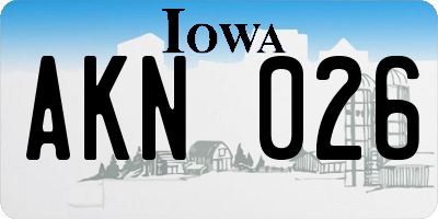 IA license plate AKN026