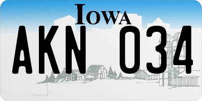 IA license plate AKN034