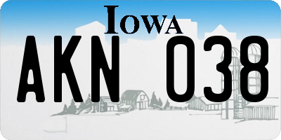 IA license plate AKN038
