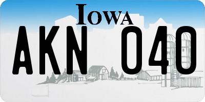 IA license plate AKN040