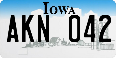 IA license plate AKN042