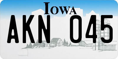 IA license plate AKN045