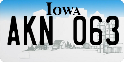 IA license plate AKN063