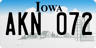 IA license plate AKN072