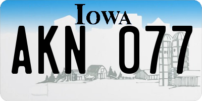 IA license plate AKN077