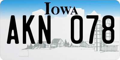 IA license plate AKN078