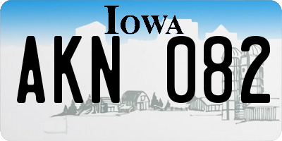 IA license plate AKN082
