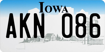IA license plate AKN086