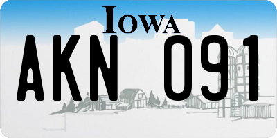 IA license plate AKN091
