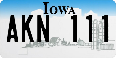 IA license plate AKN111