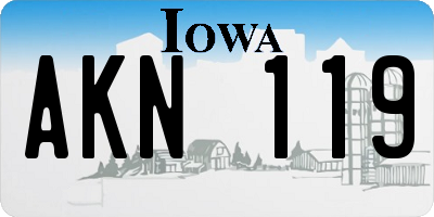IA license plate AKN119