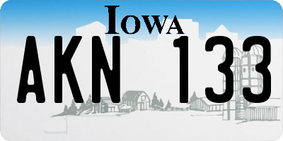 IA license plate AKN133