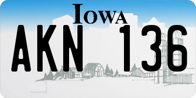 IA license plate AKN136