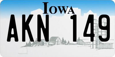 IA license plate AKN149