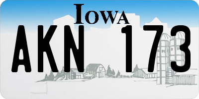 IA license plate AKN173