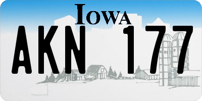 IA license plate AKN177