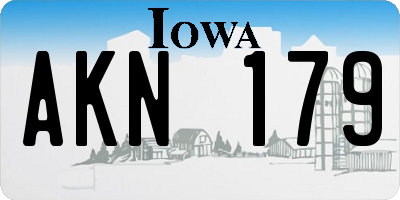 IA license plate AKN179