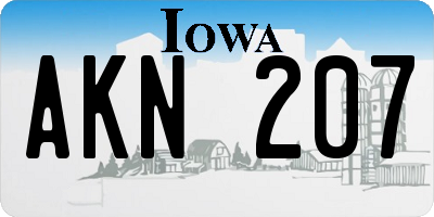 IA license plate AKN207
