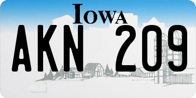 IA license plate AKN209