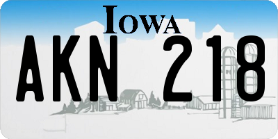 IA license plate AKN218