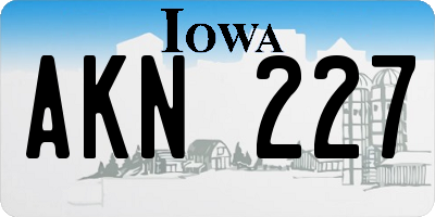 IA license plate AKN227