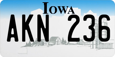 IA license plate AKN236