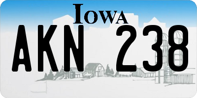 IA license plate AKN238