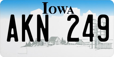 IA license plate AKN249