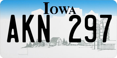 IA license plate AKN297
